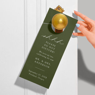 Affichette De Porte Moderne Élégant Vert Olive Ne Dérangez Pas Mariage