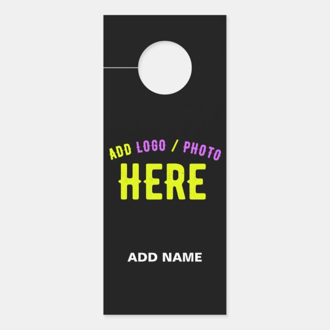 AFFICHETTE DE PORTE MODERNE ET MODERNE PERSONNALISABLE NOIR VÉRIFIÉ (Devant)