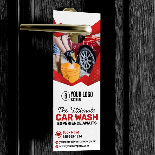 Affichette De Porte Moderne Red Car Wash Auto Détail de voiture (Créateur téléchargé)