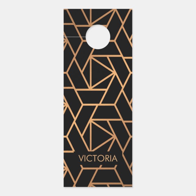 Affichette De Porte Motif élégant noir et or (Devant)