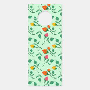 Affichette De Porte Motif floral avec fleurs roses colorées