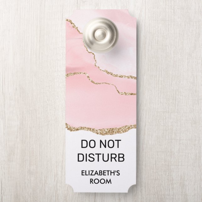 Affichette De Porte Ne pas déranger l'aquarelle rose pâle (Sur le bouton)