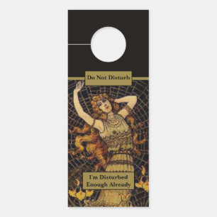 Affichette De Porte Ne pas déranger / Me nettoyer Vintage Dame Gold No