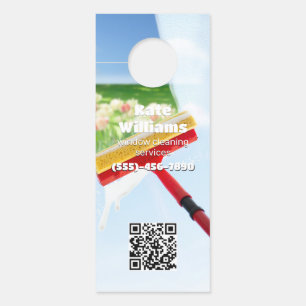 Affichette De Porte Nettoyage de fenêtres QR personnalisé