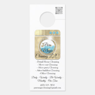 Affichette De Porte Nettoyage du service Lave-linge QR Code blanc