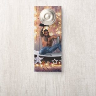 Affichette De Porte Noël SlipperyJoe en or argent étoiles lumières hum