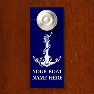 Affichette De Porte Nom du bateau de la corde d'Ancre nautique vintage