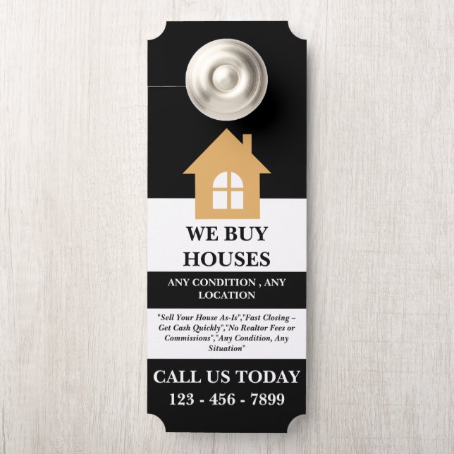 Affichette De Porte Nous Achetons Maisons Entrepreneur immobilier (Sur le bouton)