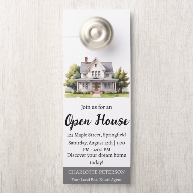 Affichette De Porte Open House immobilier (Sur le bouton)