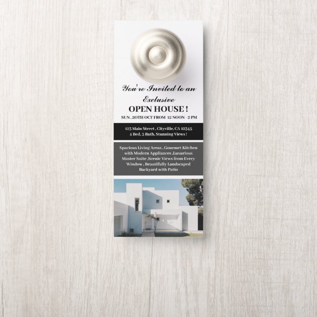 Affichette de porte Open House immobilier unique (Sur le bouton)