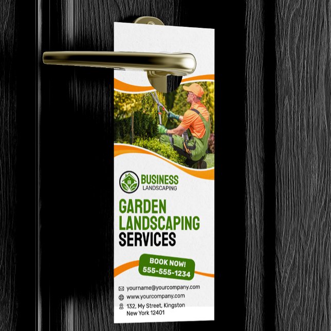 Affichette De Porte Orange & verdure Jardin Landscaping Garderie (Créateur téléchargé)