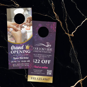 Affichette De Porte Ouverture officielle du Salon Purple Pink Nail Cro