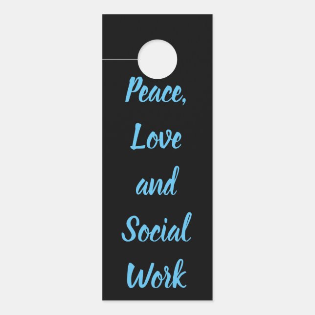 Affichette De Porte Paix, amour et travail social (Devant)