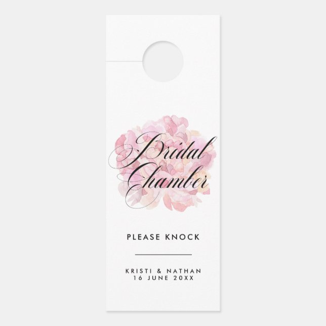 Affichette De Porte Panneau Mariage de chambre rose Peony (Devant)