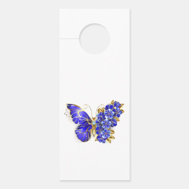 Affichette De Porte Papillon saphir à fleurs (Devant)