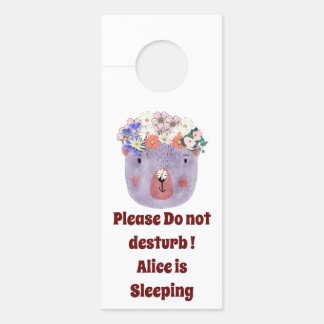 Affichette De Porte Pesonalized beau animal avec fleurs violet