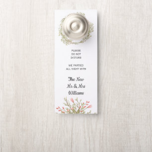 Affichette De Porte Pink Delicate fleur de prairie Mariage ne dérangez
