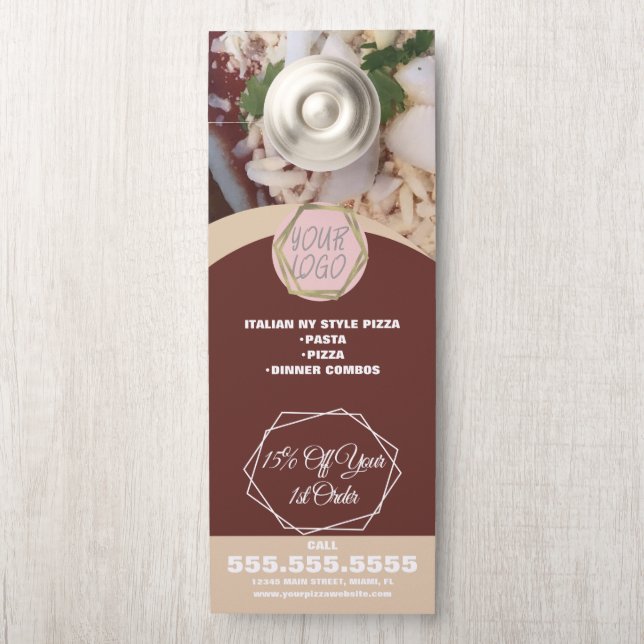 Affichette De Porte Pizza Restaurant Déjeuner Spécialités Affaires (Sur le bouton)