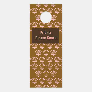 Affichette De Porte Privé Couronnes Roses Marrons Frappez Svp