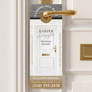 Affichette De Porte Professional Real Estate Agent Marketing White