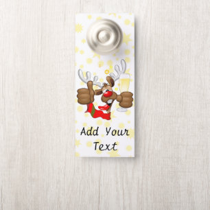 Affichette De Porte Reindeer Drunk Funny Caractère de Noël