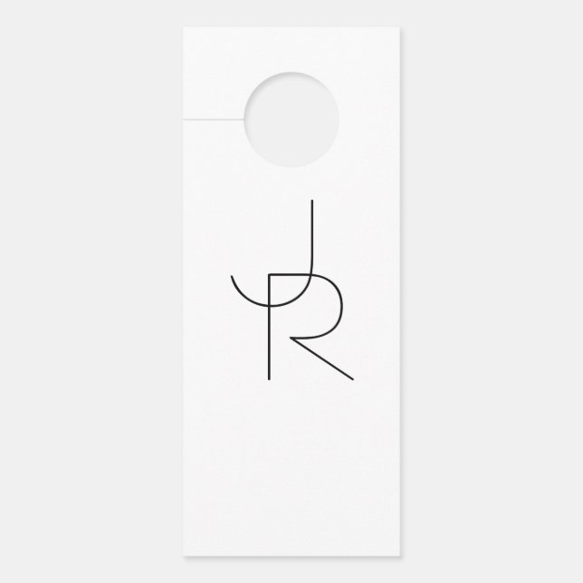 Affichette De Porte Remplacement des initiales | Noir en blanc (Devant)