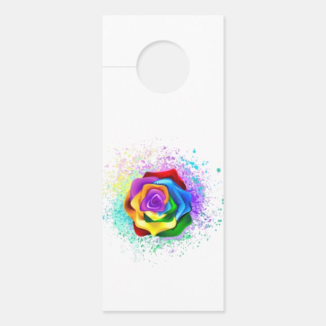 Affichette De Porte Rose arc-en-ciel coloré (Devant)