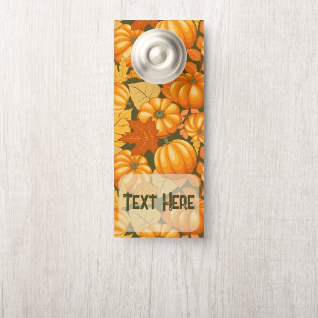 Affichette De Porte Saison d'automne Halloween Citrouille Motif (Sur le bouton)