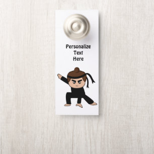 Affichette De Porte Salle des petits garçons Ninja Dude Personnalisée