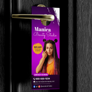 Affichette De Porte Salon de Beauté Tresses de Cheveux Africains Ongle