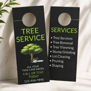 Affichette De Porte Service d'arbre professionnel Black Green