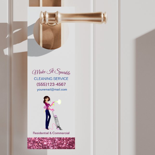 Affichette De Porte Service De Nettoyage De Cartoon Cartoon Sparkle (Créateur téléchargé)