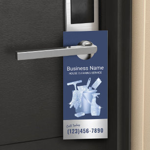 Affichette De Porte Service de nettoyage des maisons Marine Blue Ménag