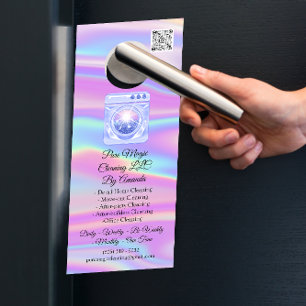 Affichette De Porte Service de nettoyage Lavage de Lancement Holograph