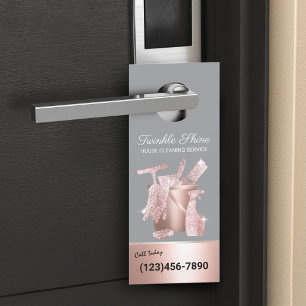 Affichette De Porte Service de nettoyage moderne Rose Gold Ménage