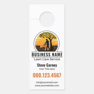 Affichette De Porte Service d'entretien de pelouse Retro Orange Sunset
