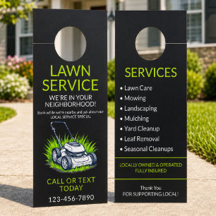 Affichette De Porte Service professionnel d'entretien de pelouse