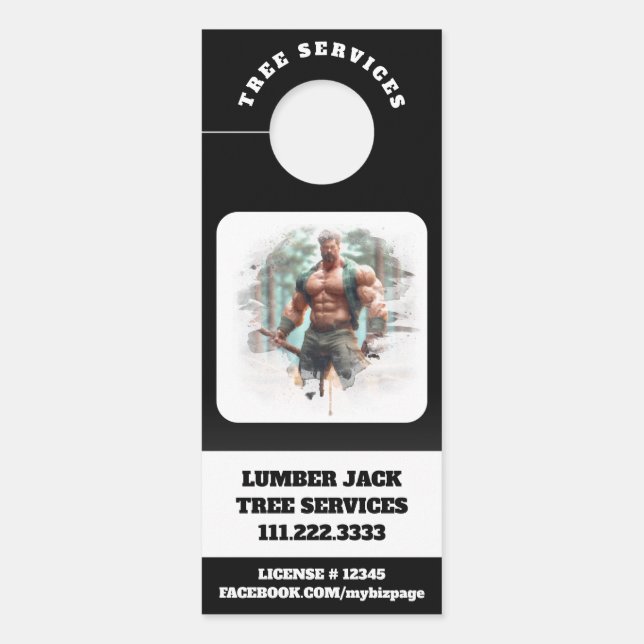 Affichette De Porte *~* Services Arbre QR Porte Jack en bois (Devant)