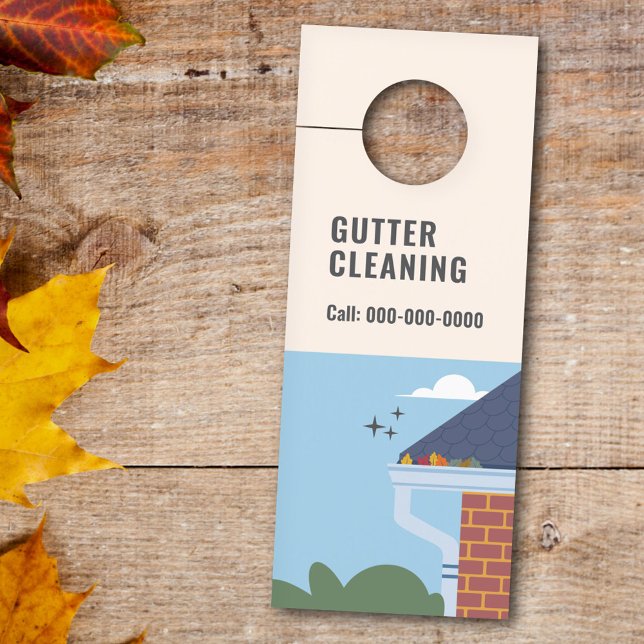 Affichette De Porte Services de nettoyage des gouttes (Gutter Cleaning Services Door Hanger)