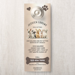 Affichette De Porte Services de promenade de chien mignon et de garde