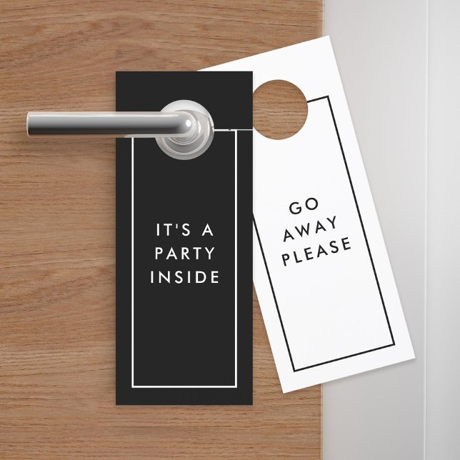 Affichette De Porte Simple Black and White Go Out ou Come In Party (Créateur téléchargé)