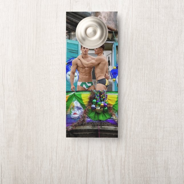 Affichette De Porte SlipperyJoe's Mardi Gras masques perles décoration (Sur le bouton)