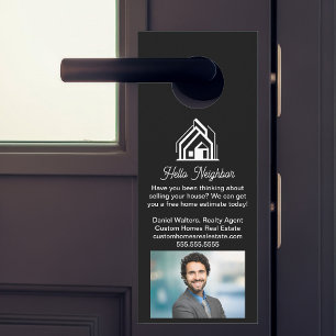 Affichette De Porte Société immobilière Black White Publicité à domici