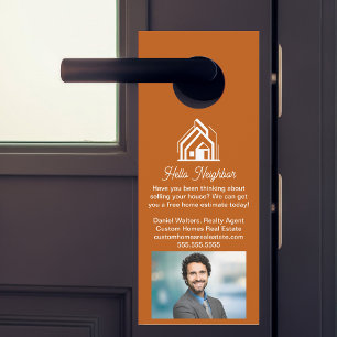 Affichette De Porte Société immobilière Burnt Orange Publicité