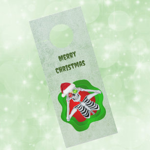 Affichette De Porte Squelette de Noël déplaisant dans l'oeil de l'orne