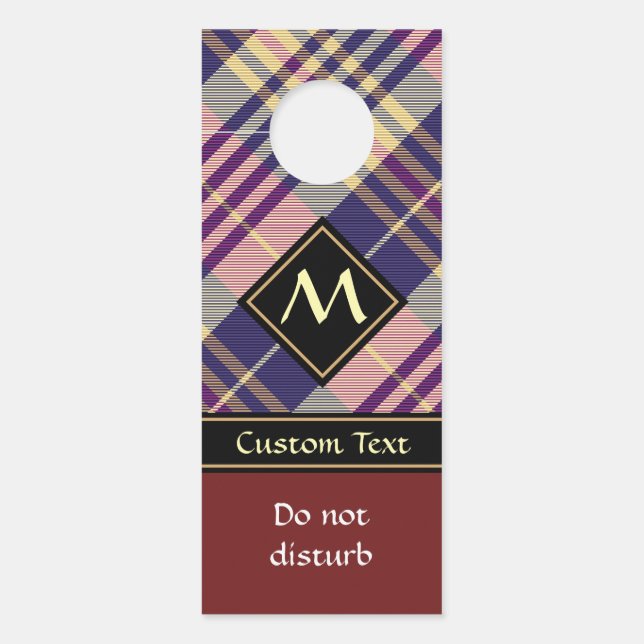 Affichette De Porte Tartan mauve, or et bleu (Devant)