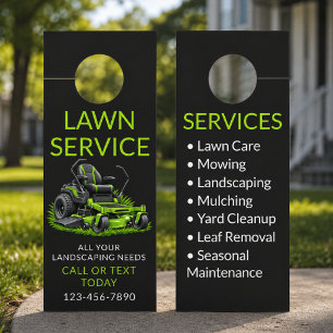 Affichette De Porte Tondeuse à gazon autoportée Black Green Lawn Care