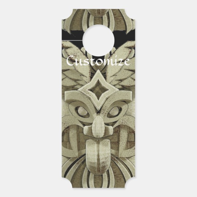 Affichette De Porte Tonnerre sculpté Tiki (Devant)
