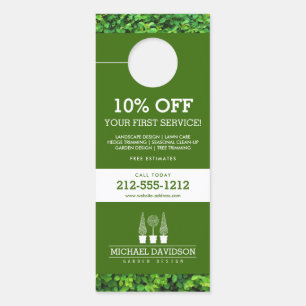 Affichette De Porte Topiary Trio Gardener Paysage Vert/Blanc