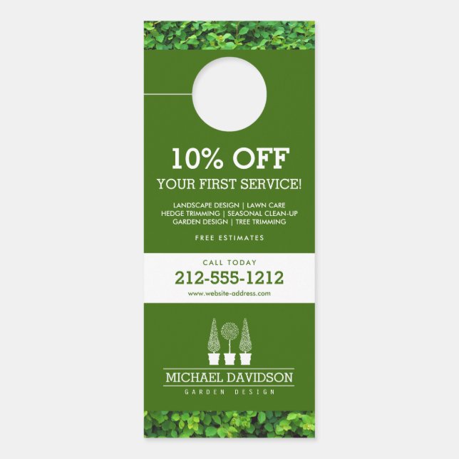 Affichette De Porte Topiary Trio Gardener Paysage Vert/Blanc (Devant)